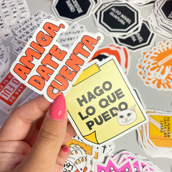 Pack stickers a elección (7cm) <p> vinilo blanco