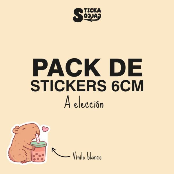 Pack stickers a elección (6cm)<p> vinilo blanco