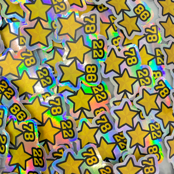 Pack stickers a elección (6cm)<p> vinilo holografico
